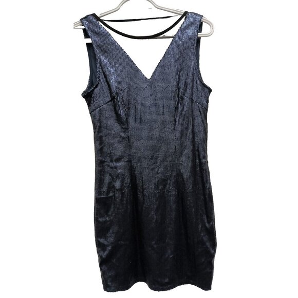 Madam Rage Womens Cocktail Dress Size 6 Navy Sequin Sleeveless Bodycon Mini - Picture 1 of 9